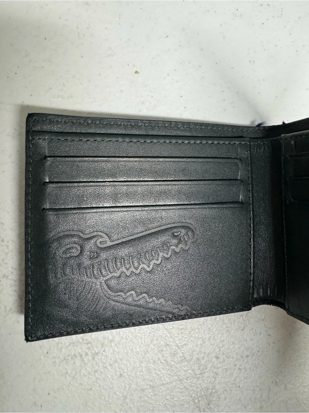Lacoste Black Bi-Fold Wallet with White Crocodile Graphic